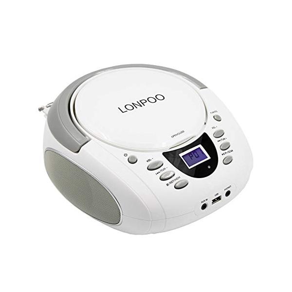 LONPOO cd プレーヤーbluetooth対応 FMラジオ MP3再生 ブルートゥース