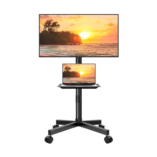 KKTONER モバイルテレビカート テレビスタンド キャスター付き 23~65インチ LCD LED対応 高さ調節 棚板付き 最大VESA 4