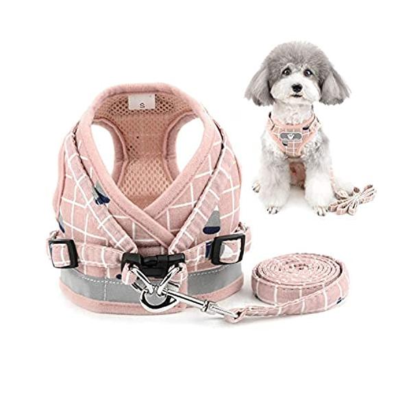 他サイト： ZUNEA 犬 ハーネス リードセット 散歩 小型犬 ペット おしゃれ 可愛い ベスト 軽量 調節 胴輪 チェック柄 メッシュ ハーネス 猫用の商品画像