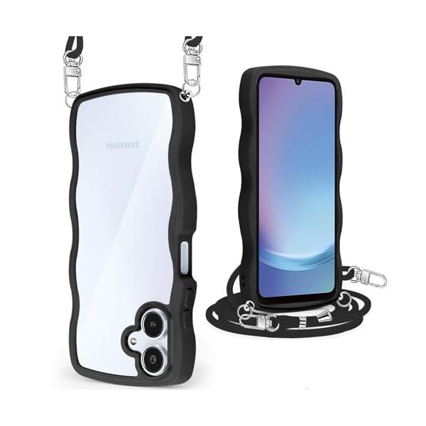 Galaxy A25 5G ケース/SC-53F ケース クリア ショルダー ギャラクシー A25 5G カバー うねうね 透明 人気 かわいい