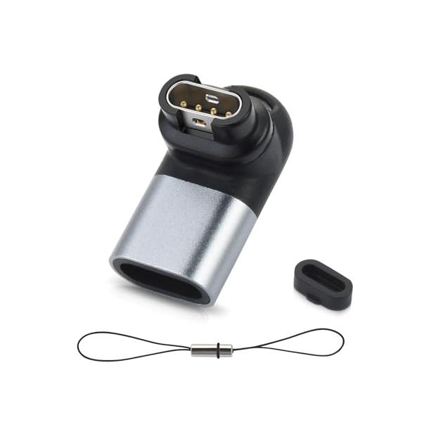 aceyoon ガーミン用 充電アダプター L字 直角 USB-C 変換アダプター ストラップ & 防塵キャップ付き L型デザイン 急速充電 グ