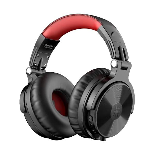 OneOdio Pro C ワイヤレスヘッドホン 最大110時間連続再生重低音マルチポイント対応 内蔵マイク 黒赤