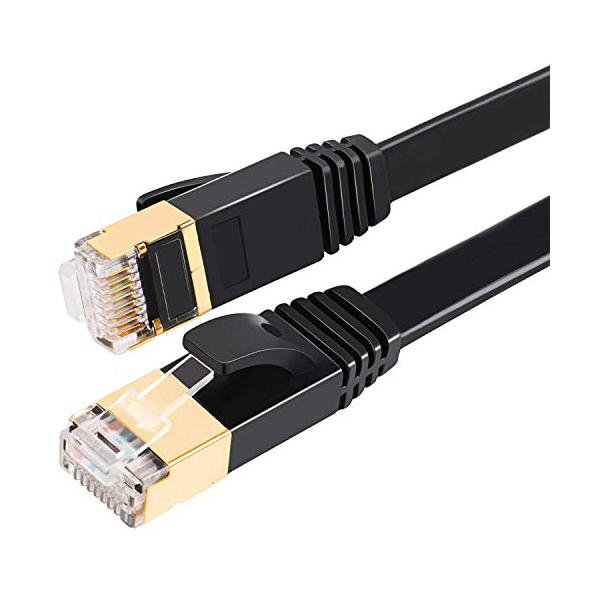 FOSTO Cat7 LANケーブル 1M イーサネットケーブル カテゴリー7 フラットケーブル 高速 STP 爪折れ防止 RJ45 業務用 屋
