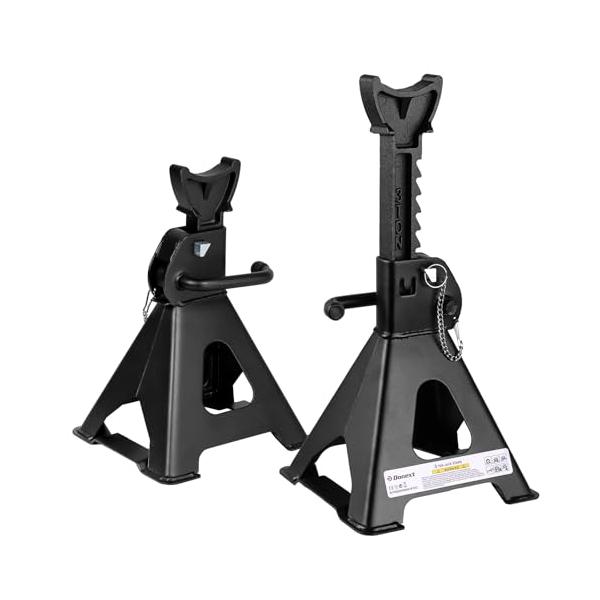 他サイト： Donext ジャッキスタンド 3t 高さ9段階調整 最低位285mm/最高位420mm 安全ピン付き ジャッキアップ タイヤ ウマ 馬 自動車の商品画像