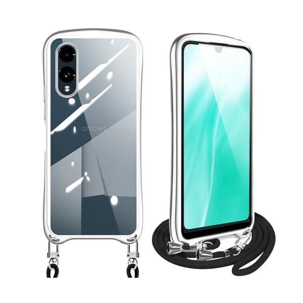 Arrows We2 F-52E ケース ショルダー クリア スマホケース カバー 耐衝撃 透明 TPU ストラップ付き 肩掛け 首掛け 紐付き
