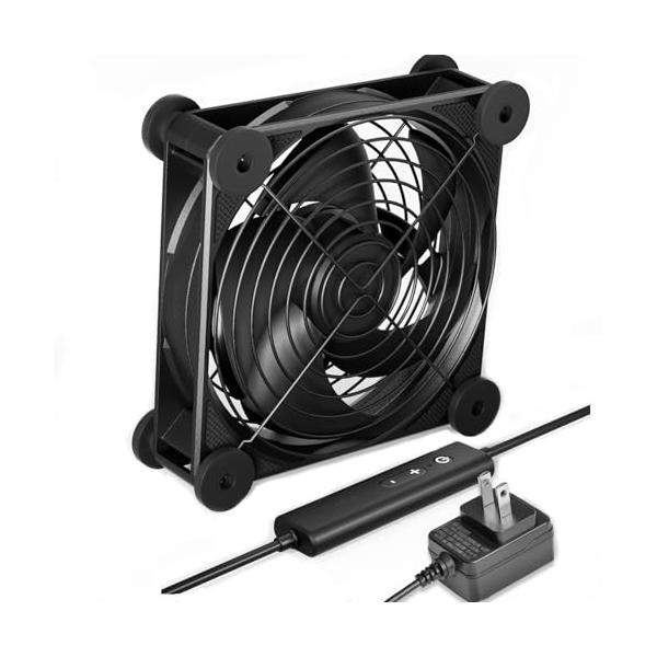 upHere 空冷ファン12cm 冷却ファン AC電源 ミニ送風機 扇風機 PC強力冷却クーラー DC12V電源 5段階風量調整 静音 多用途排