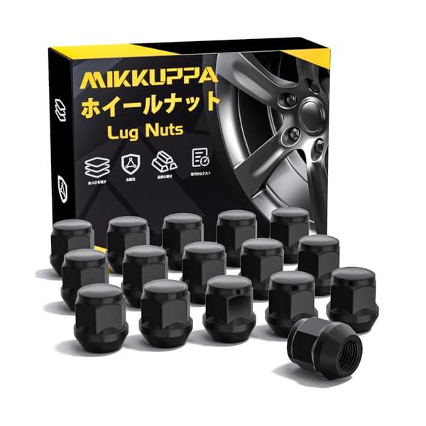 MIKKUPPA ホイールナット M12×P1.5 ホンダ・三菱・ダイハツ・トヨタ・マツダに適用 テーパ一座 ナット ブラック 19HEX 長さ