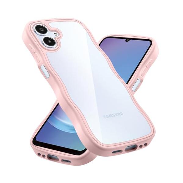 クリア Galaxy A25 5G ケース SC-53F ケース かわいい 波状フレーム うねうね カバー 耐衝撃 ギャラクシーA25 5G ス