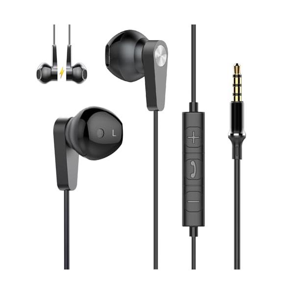 2025最新設計 イヤホン 有線イヤホン 3.5mmジャック HIFI音質 音量調節 重低音 ノイズキャンセリング マイク付き 通話 ハイレゾ