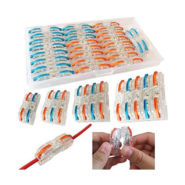 他サイト： CTRICALVER 固定コネクタ、26個双方向シングルホールレバー導体コンパクトコネクタターミナルブロックワイヤープッシュケーブルコネクタ（組の商品画像