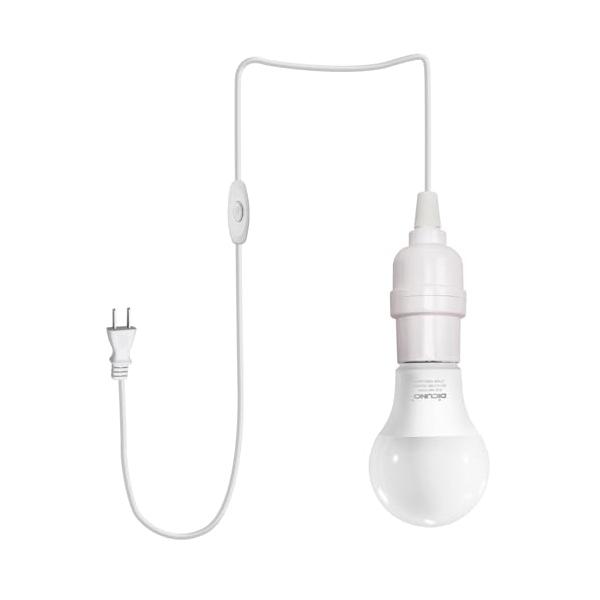 DiCUNO コード付きソケット E26口金 LED電球付き 電球色 60W形相当 4m 電球ソケット ペンダントライト コンセント スイッチ付