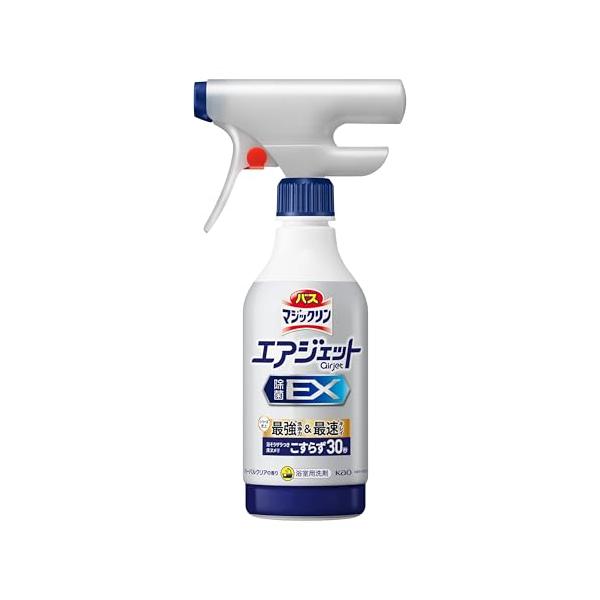 バスマジックリン エアジェット除菌EX お風呂 洗剤 浴そうザラつき・床ヌメリこすらず30秒でキュッ! ハーバルクリアの香り 本体390ｍｌ