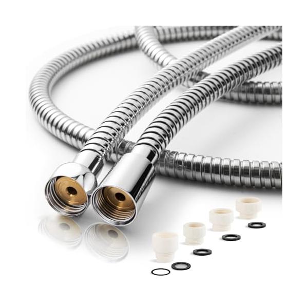 OFFO シャワーホース 1.6m耐圧ホース Φ14mm 100%ステンレス製 手元止水シャワーヘッド対応 防爆漏れ防止 カビない耐久性あるシャ