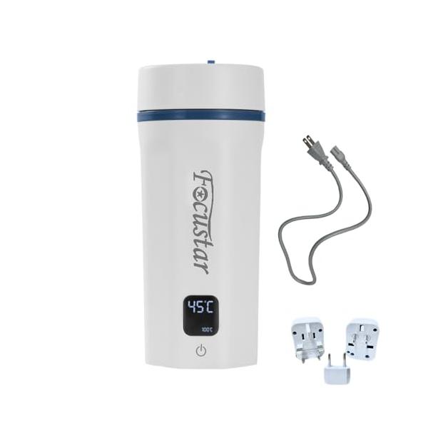 Focustar ポータブルケトル 550ML 電気ケトル 小型 トラベルケトル 海外対応・日本対応 6段階温度調節 100-240V兼用 変圧