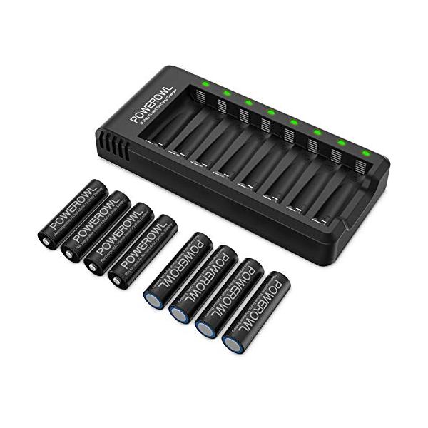 他サイト： Powerowl充電池充電器セット単3形充電池 8本大容量 耐久性 家庭用オフィス用 電池と充電器の組み合わせの商品画像