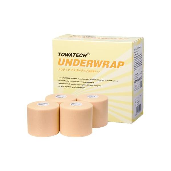 他サイト： トワテック アンダーラップ 70mm×27m 4巻 皮膚保護 クッションラップ バトミントン テーピング ラップテープ 肌に優しい テーピング保の商品画像