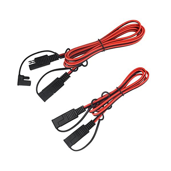 WMYCONGCONG SAE-SAE 延長ケーブル 1M + 2M 18AWG 防塵防水カバー付き SAEコネクタ 延長電源コード 2ピン 素
