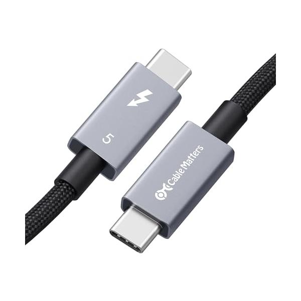 [Intel認定] Cable Matters 80Gbps 編組Thunderbolt 5 ケーブル - 0.5m、[最大120Gbps帯域幅