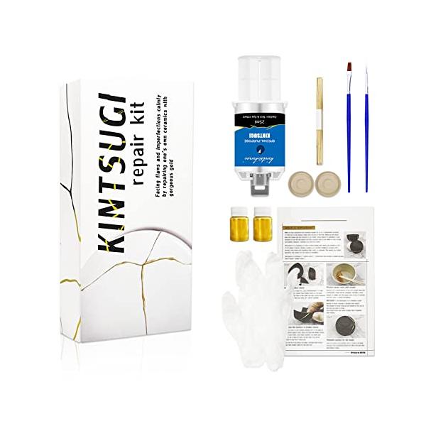 クリア/-/YX-USGY-0013・パッケージ個数:1・金継ぎセット 初心者：金継ぎは日本の伝統的な工芸であり、この金継ぎキットには金継ぎ工芸で使用される基本的な道具が含まれています。さらに、これを使っていくつかの意味深い陶器を修理するこ...
