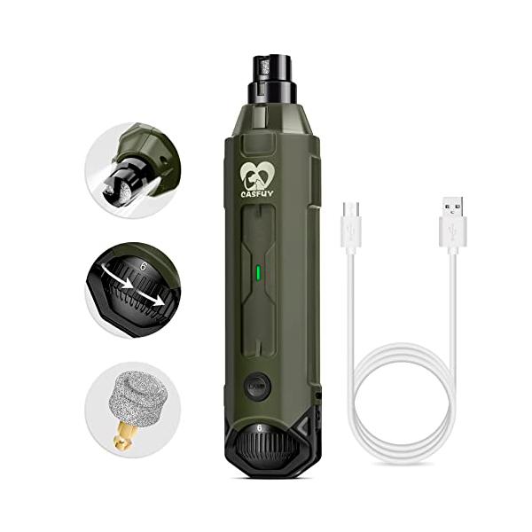 Casfuy 犬爪切り電動 6スピード - 最新の強化されたペット用ネイルグラインダー 充電式電動犬用ネイルトリマー 痛みのない足の手入れとスム