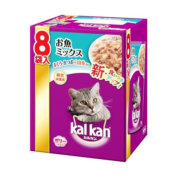 他サイト： カルカン パウチ 1歳から お魚ミックス まぐろ・かつお・白身魚入り 70g×8袋入の商品画像