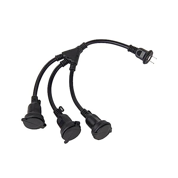 NICOH(ニコー) 防雨型 分配コード 3分配 15A 合計1500Wまで 耐トラッキングカバー付 NCT-DB3WP 屋外防雨型の3分配コー
