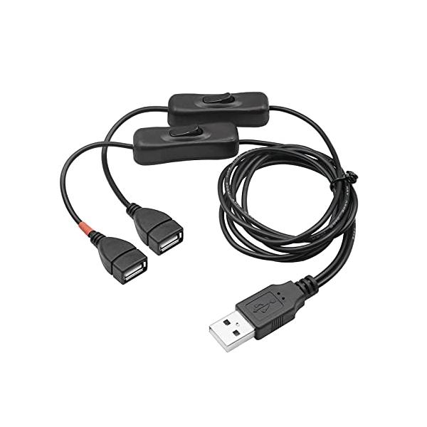 YFFSFDC USB スイッチ1mUSB 延長ケーブル便利な 2分岐 二股コード データ転送と充電+充電専用オン/オフスイッチ付き小さなデスク