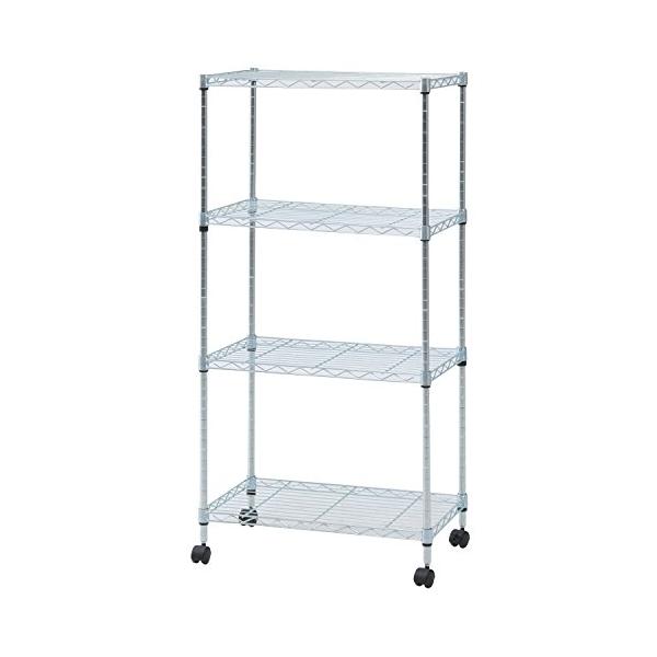 スチールラック・メタルラック LYON HALF ROCKER 不二貿易 メタルラック 4段 幅60×奥行35×高さ122.5cm クロム スチール
