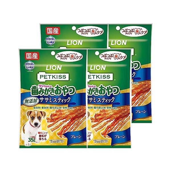 他サイト： PETKISS ワンちゃんの歯みがきおやつ 無添加ササミスティック プレーン 4個パック チキン 低脂肪ササミスティック 35グラム (x 4)の商品画像
