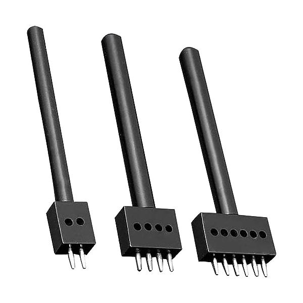 MOLATE 3本 丸穴 ポンチセット レザークラフト工具 皮 革製品 道具ポンチ 穴あけ間隔 5MM 目打ち 内縫い 打ち具２４６歯