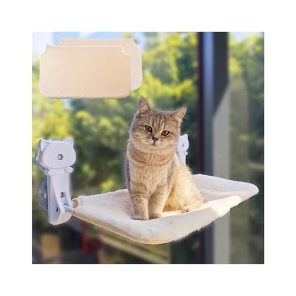 2025年新モデルpetstay 猫ハンモック 強力な吸盤式 カバー2枚 猫 窓用 ハンモック 猫窓ベッド 折畳み式 耐荷重約15kg 室内飼い