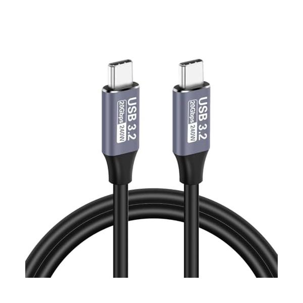 USB-C ケーブル 1M 240W PD急速充電 20Gbps高速データ転送 USB3.2 Gen2規格 4K映像出力 MacBook、Ide