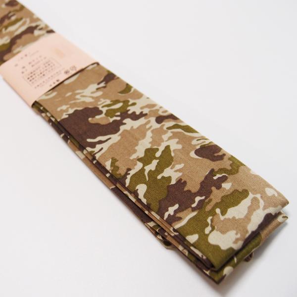 綿　100%長さ　男着　約230cm巾　約5cm日本製カーキ系の迷彩柄です木綿製の腰紐は、よくとまり緩みません柔らかものがうまく止まらないといった悩みをお持ちの方は、ぜひお試しください従来よりしっかりとした布で、食い込みにくくしっかり止まり...
