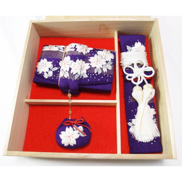 正絹手刺繍筥迫セット　桜意匠　紫 正絹手刺繍筥迫セット 桜意匠 紫 : みあれる きもの - 通販