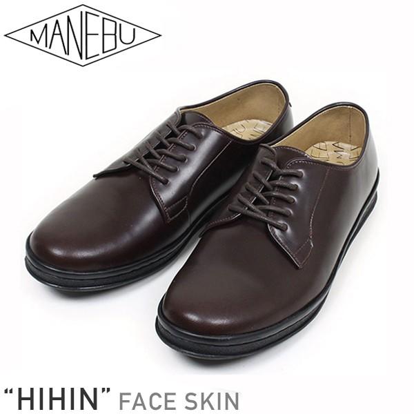 MANEBU マネブ HIHIN FACE SKIN レザープレーントゥ シューズ BLACK 