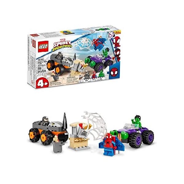 並行輸入 LEGO Marvel Hulk vs. Rhino Monster Truck Showdown, Toy for Kids, Boys ＆ Girls Ages 4 and Up with Spider-Man Minifigure, Inspired by The Spid