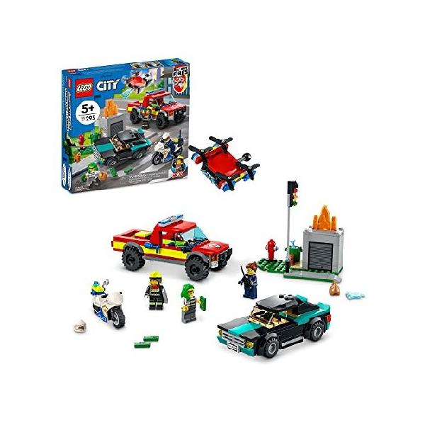 【並行輸入】LEGO City Fire Rescue ＆ Police Chase Building Set 60319 - Kid's Fire ＆ Police Build, Featuring 3 Minifigures, Emergency Truck, Patrol Ca