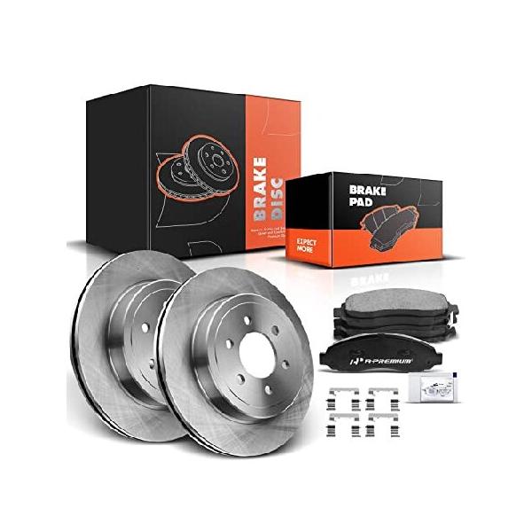 並行輸入 A-Premium 11.13インチ (308mm) フロントベントディスクブレーキローター + セラミックパッドキット 一部のダッジモデルに対応 - Dakota 2003-2004 6ピ