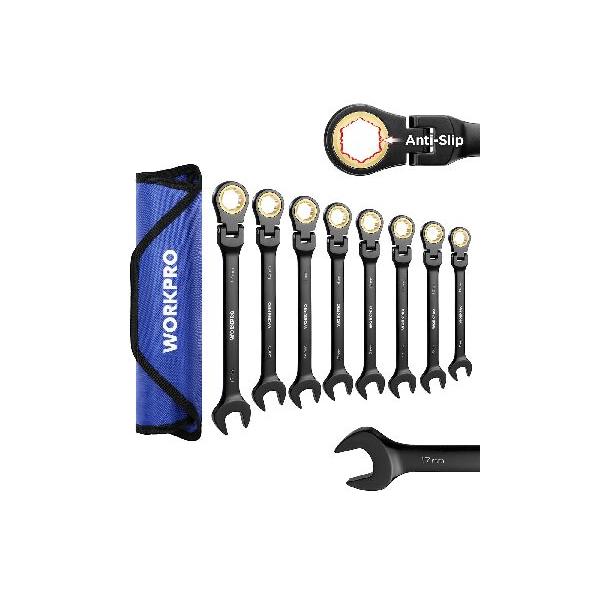 並行輸入 WORKPRO ラチェットコンビネーションレンチセット、8ピース