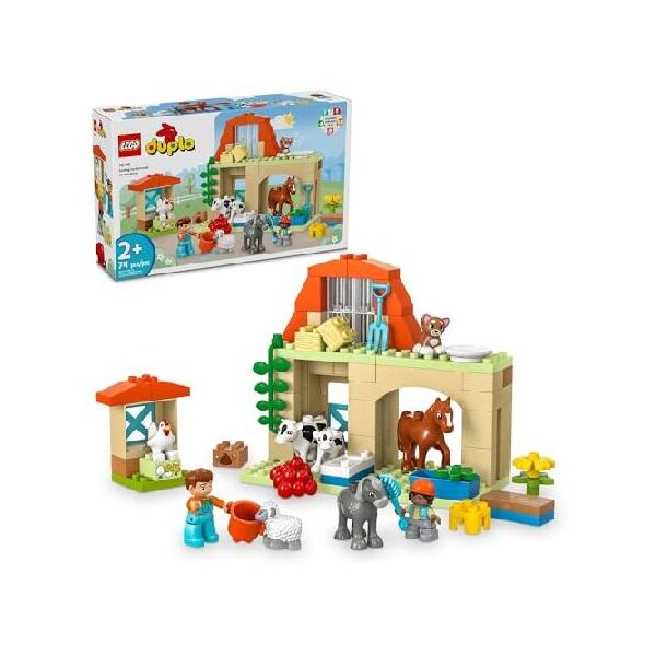 並行輸入 LEGO DUPLO Town Caring for Animals at The Farm Learning Toy for Toddlers, Farmhouse with Horse, Cow and Chicken Figures, Farm Playset, Educat
