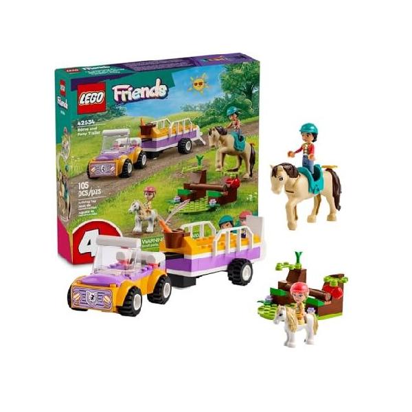 【並行輸入】LEGO Friends Horse and Pony Trailer Playset, Building Toy for Kids, Creative Play Gift with Liann and Zoya Characters and 2 Animal Figures