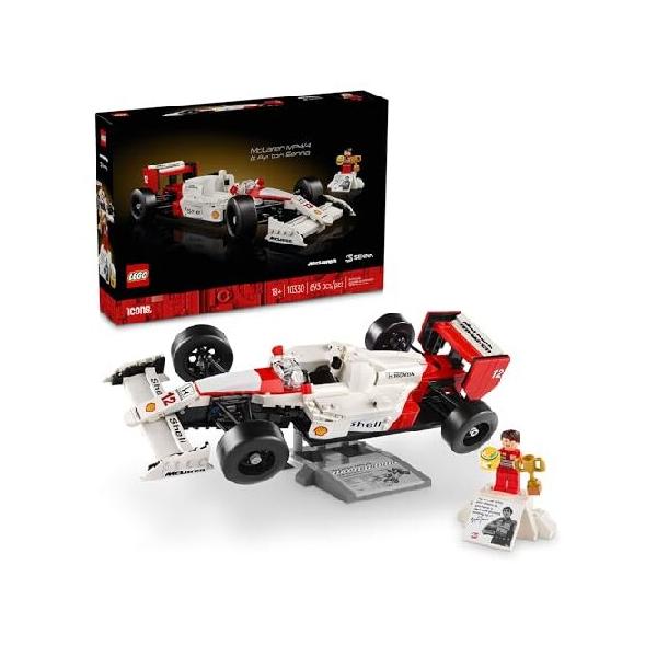 LEGO Icons マクラーレン MP4/4 ＆ アイルトン・セナ ミニフィギュア モデルカーキット - 組み立て可能なF1 マクラーレンセット 大人用 18