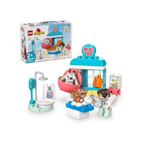【並行輸入】LEGO DUPLO Town Visit to The Vet Clinic Pet-Care Role-Play Toy, Dog, Cat and Veterinarian Figures, Social Emotional Learning Pretend Play