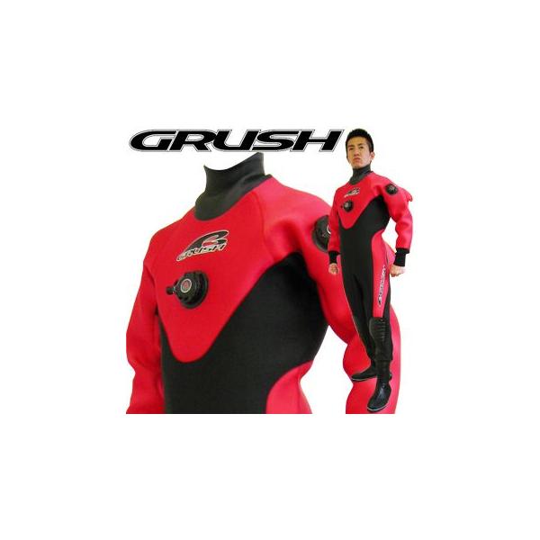 GRUSHドライスーツ メンズ DRY SUITS (RED) ダイビング用