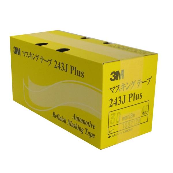 3M マスキングテープ 243J Plus 30mm幅 18m 40巻入 スリーエム 車両塗装 養生テープ 業務用