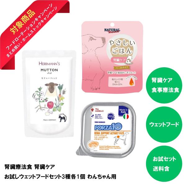 ワンちゃん用 腎臓ケア 療法食セット 腎臓療法食 腎臓ケア お試し ウェットフードセット3種各1個 わんちゃん