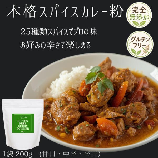 カレー粉 カレースパイス グルテンフリー 無添加 200g  甘口 中辛 辛口