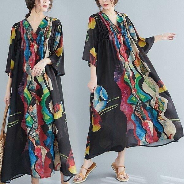 ワンピース レディース 40代 30代 半袖 春夏 きれいめ マキシワンピース ロング丈 花柄 チュニック 大きいサイズ 体型カバー おしゃれ 韓国風 着痩せ 大人 新品 Www Unipymes Com