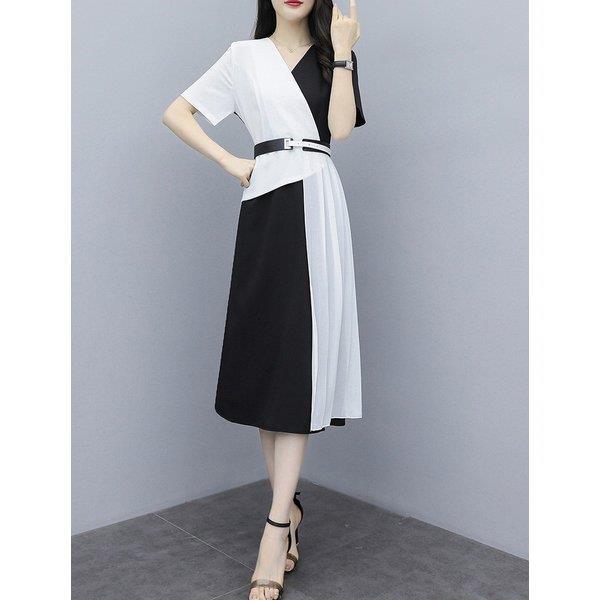 ワンピース レディース 40代 30代 半袖 春夏 きれいめ シフォンワンピース Vネック ロング丈 チュニック 大きいサイズ パーティードレス おしゃれ 韓国風 着痩せ Www Unipymes Com