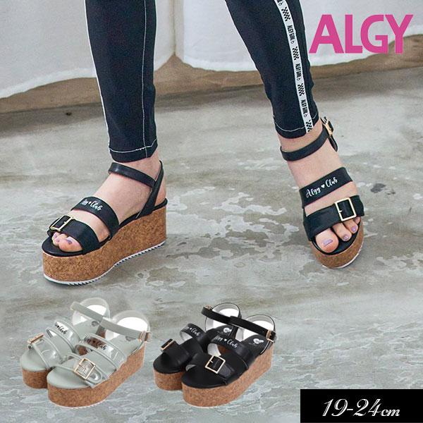 algy（アルジー） 子供用t 靴 ダブルベルト 厚底 サンダル 女の子